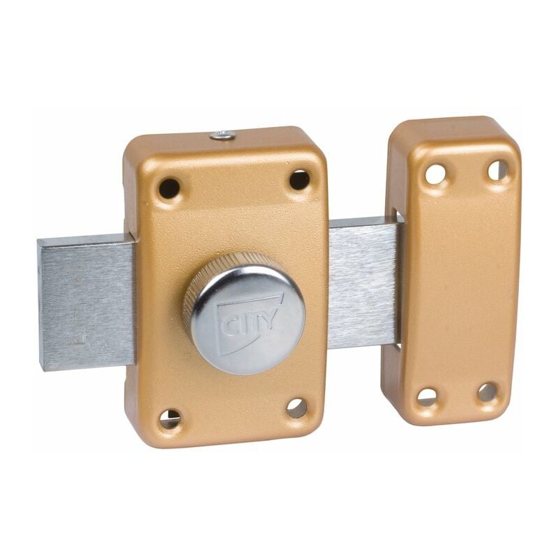 Iseo Cavers - Verrou à bouton bronze - Cylindre 40 mm - Pêne 110 mm - City 25 - iséo