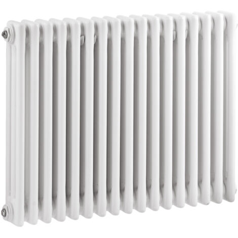 Caverswall Triple Column Traditional Radiator 600 x 777mm, High Gloss White