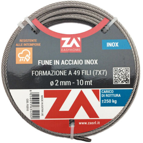 Cavetto Acciaio Inox 49F D 3 Mm 10 M