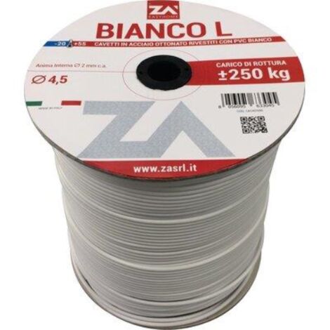 Cavetto acciaio ottonato biancone mm 4,5 mt 500