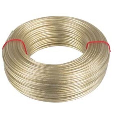 CAVETTO ACCIAIO OTTONATO RIVESTITO IN PVC TRASPARENTE- - ø mm.8 in rotoli da mt.100 - 100 mt