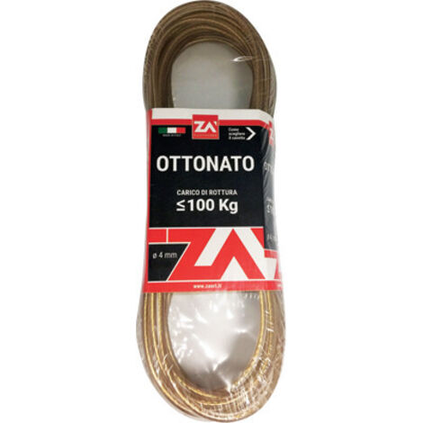 CAVETTO ACCIAIO OTTONATO TRASPARENTE • MM 4,0 MT 20