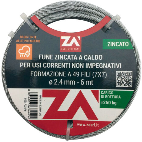 CAVETTO ACCIAIO ZINCATO 19F D. 1,2 MT 25