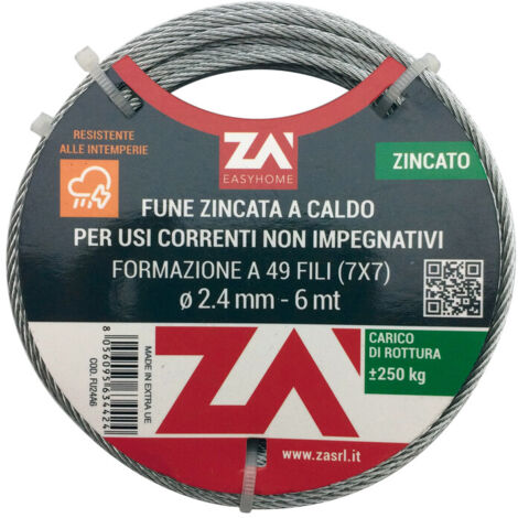 CAVETTO ACCIAIO ZINCATO 7F D. 0,9 MT 25