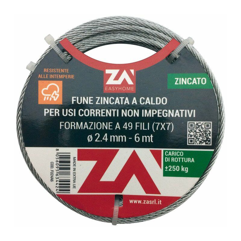 Image of Cavetto acciaio zincato antigiro 133F D.3 mt 25