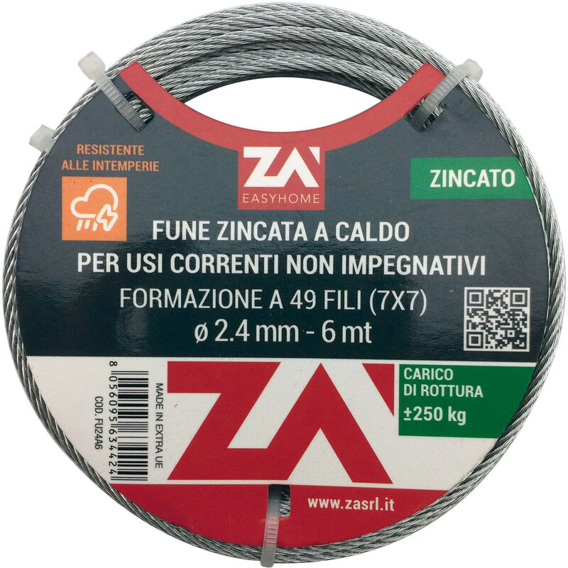 Image of Cavetto acciaio zincato antigiro 133F D.5 mt 25
