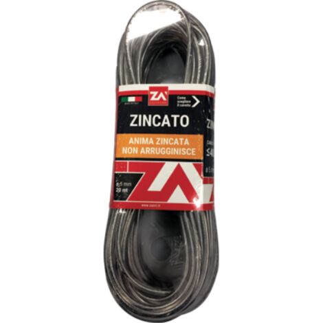 Cavetto acciaio zincato trasparente mm 5,0 mt 100