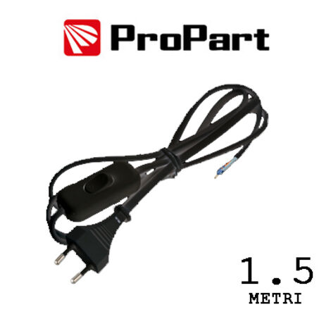 Cavetto con interruttore 1.5m spina10A 2poli nero polybag