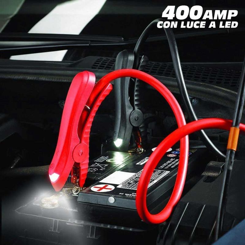 Image of All Ride - Cavi Avviamento Collegamento Batteria Auto 400 Amp Con Luce Led Jumper