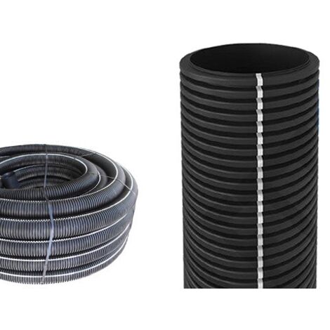 Cavidotto Corrugato A Doppio Strato In Poliestere Grigio/Nero Diam.63 Mm. 50mt.