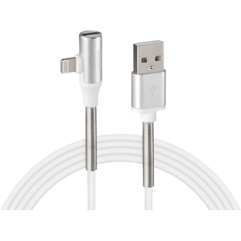 Cavo 90° Usb  Apple 8 Pin + adattatore auricolari - 200 cm - Bianco