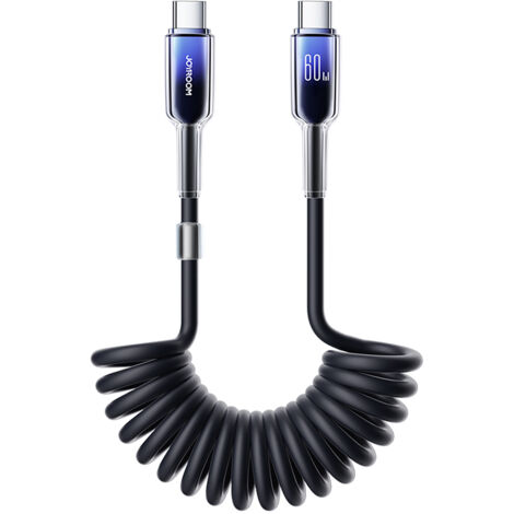 Cavo a spirale USB-C - Serie USB-C Crystal-Clear 60W 1,5 m - nero
