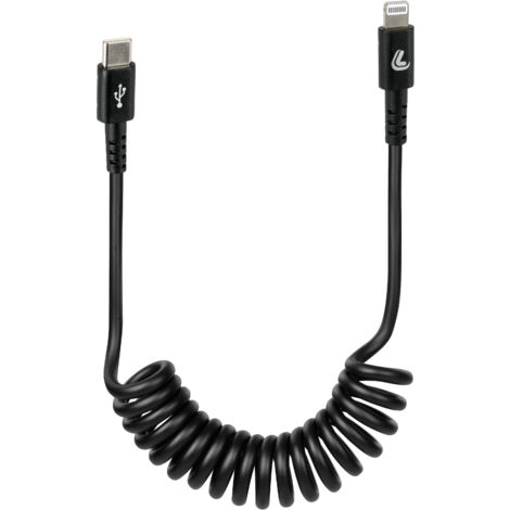 Cavo a spirale Usb Type-C  Apple 8 Pin - 100 cm - Nero