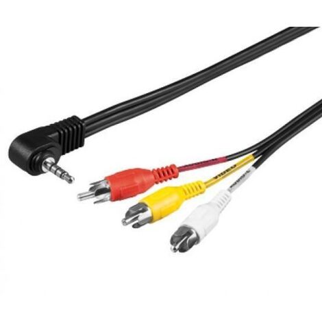 Cavo adattatore, audio video composito a 3,5 mm, Spina 3,5 mm (4-pin, stereo) 90 °  3 spina RCA. Lunghezza del Cavo 1.5 m