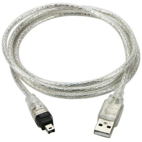 Cavo adattatore da USB maschio a FireWire IEEE 1394. Connettore iLink a 4 pin maschio per videocamera Sony DCR-TRV75E.
