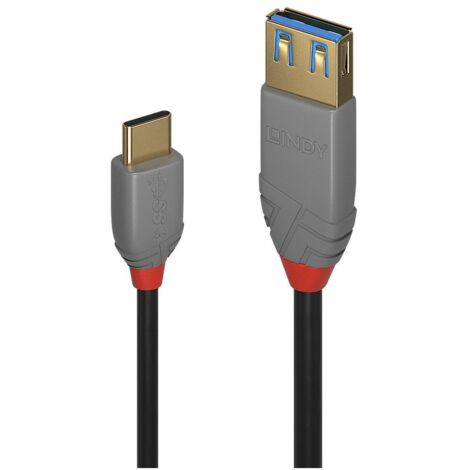 Cavo adattatore Lindy 0,15 m USB 3.2 Tipo C ad A, 10 Gbps, Anthra Line, 36895