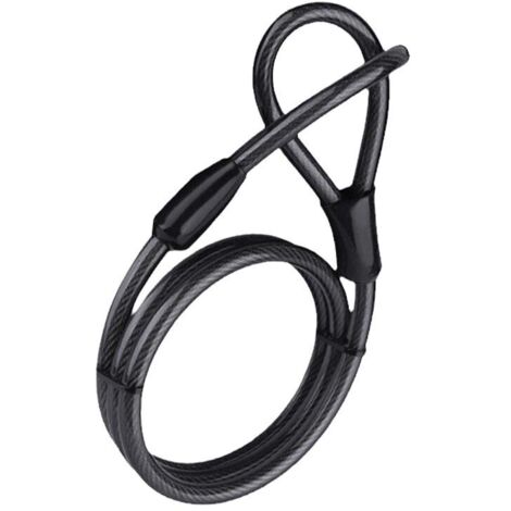 Cavo antifurto, 1,2 metri, acciaio, con anelli, Ø 10 mm, per bicicletta, moto, mobili da giardino, nero