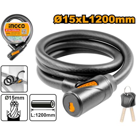 Cavo Antifurto Moto Bike Scooter in Guaina e lucchetto 1,5x100 cm. con 2 Chiavi