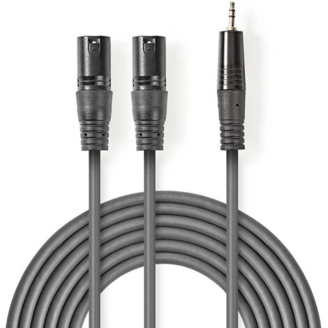Cavo audio bilanciato  2x xlr 3 pin maschio  35 mm maschio  nichelato  300 m  rotondo  pvc  grigio scuro  custodia in cartone 40323645 40323645 40323645 40323645