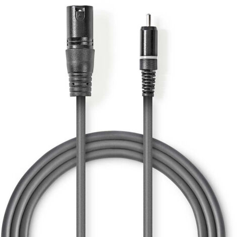 Cavo audio sbilanciato  xlr 3 pin maschio  rca maschio  nichelato  150 m  rotondo  pvc  grigio scuro  custodia in cartone 40323977 40323977 40323977 40323977