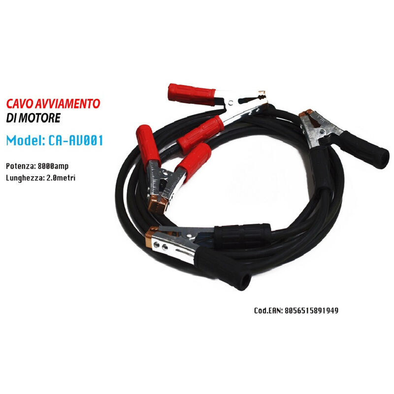 Trade Shop Traesio - MaxTech - Cavo Avviamento Motore Di Emergenza Auto Cavi Pinze 8000amp 2mt Maxtech Ca-av001 -