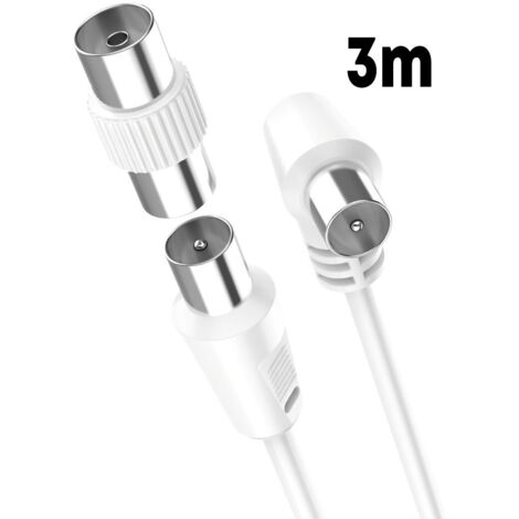 Cavo Coassiale Antenna TV con Connettore ad Angolo Retto Maschio Maschio Adattatore Femmina Femmina Incluso 3m Supporta HD UHD 4K
