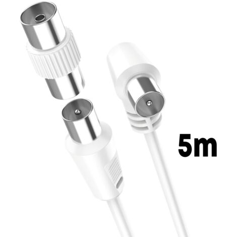 Cavo Coassiale Antenna TV con Connettore ad Angolo Retto Maschio Maschio Adattatore Femmina Femmina Incluso 5m Supporta HD UHD 4K