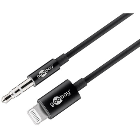 Cavo con connettore audio Apple Lightning (3,5 mm), 1 m, nero, per il collegamento di un iPhone/iPad a un dispositivo audio tramite una connessione jack da 3,5 mm. Lunghezza del Cavo 1 m