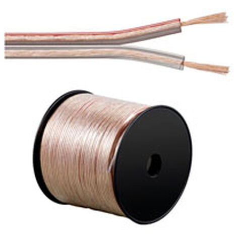 Cavo dell'altoparlante trasparenza, Bobina da 100 m, sezione trasversale 2 x 1,5 mm. Lunghezza del Cavo 100 m