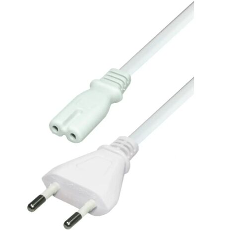 cavo di alimentazione euro plug 2 solchi kema C7 videoregistratore bianco 1,5 mt