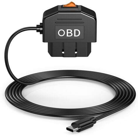 Cavo di alimentazione Onboard Diagnostics II per dashcam, adattatore Type-C da 3,5 m con pulsante di commutazione, cavo di ricarica USB-C con modalità di monitoraggio 24 ore su 24 / modalità ACC