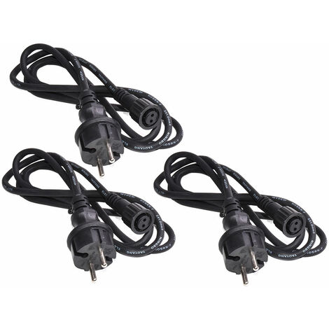 Cavo di alimentazione per cavo di ricambio per catene luminose Cavo di ricambio per catene luminose da 1,5 metri per esterno, nero, IP44, 150 cm, set di 3