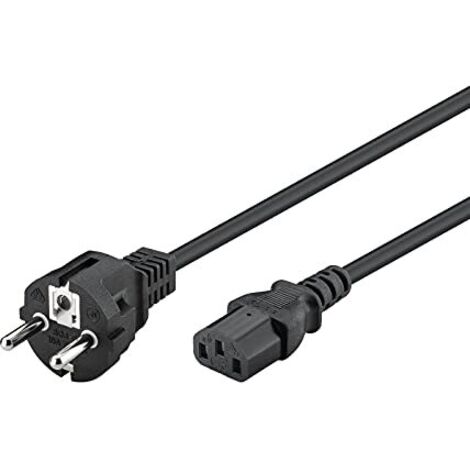 Cavo di collegamento del dispositivo freddo, 3 m, nero, spina di terra (tipo E/F, CEE 7/7)  Presa dispositivo C13 (connessione IEC). Lunghezza del Cavo 3 m