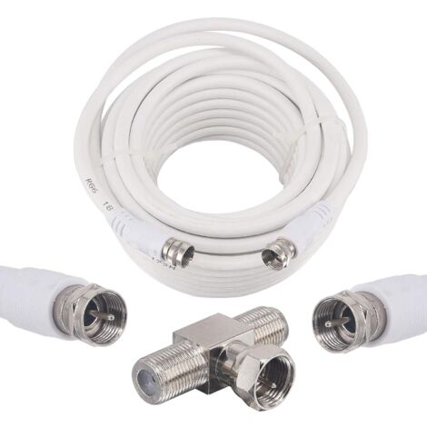 CAVO DI PROLUNGA ANTENNA COASSIALE 10M BIANCO BOOBRIE T3 SPLITTER