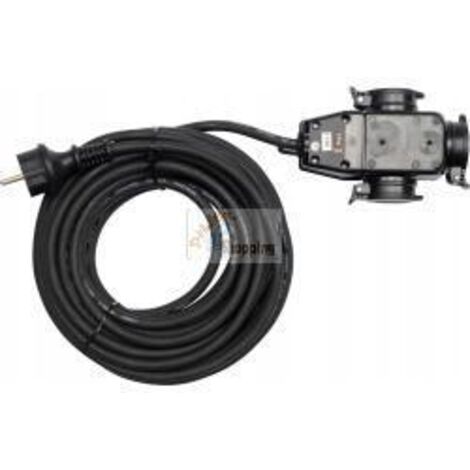 Cavo di prolunga con rivestimento in gomma IP44, 10 m, 3 g 1,5 mm con splitter a 3 prese YT-8116 YATO