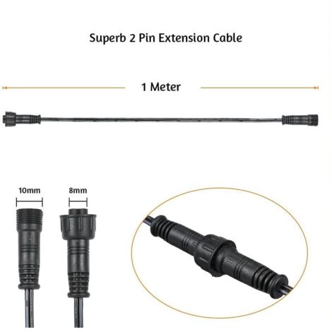 Cavo di prolunga da 10 pezzi, confezione da 5, 1 m, con connettori maschio e femmina, resistenza all'acqua IP67, adatto solo per luci da ponte - (colore: nero)