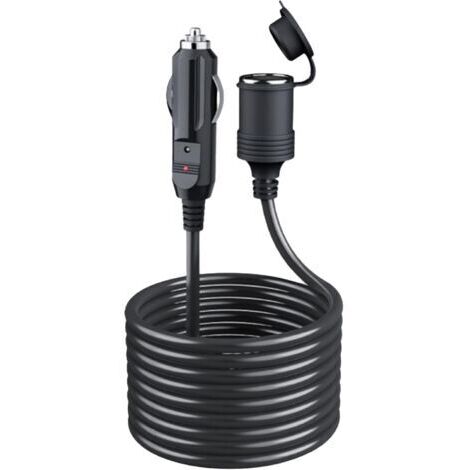 Cavo di prolunga per accendisigari auto: cavo per accendisigari da 5 m, 12 V, prolunga per spina accendisigari con fusibile da 15 A per 12 V/24 V