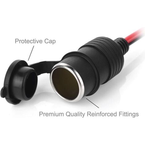 Cavo di prolunga per accendisigari con morsetto a coccodrillo, 2 m, 12 V, 14 AWG, adattatore da 25 A per cellulare, aspirapolvere, GPS