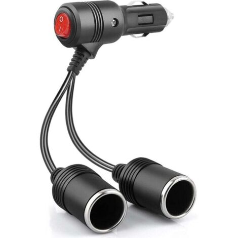 Cavo di prolunga per accendisigari da 1 a 2, doppia presa per accendisigari con interruttore, cavo di prolunga splitter a Y 18 AWG con fusibile da 15 A, adattatore splitter 12 V/24 V per auto, barca,
