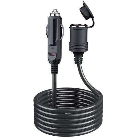 Cavo di prolunga per accendisigari da 5 m, spina per accendisigari da 12 V/24 V, con fusibile da 15 A per auto, moto, barca, camion, aspirapolvere per auto, frigoriferi per auto (5 m)