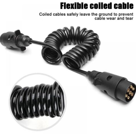 Cavo di prolunga per rimorchio, cavo per rimorchio da 2 m, cavo di prolunga a spirale a 7 pin, cavo adattatore da 12 V, cavo di prolunga per rimorchio per rimorchi di auto, camion