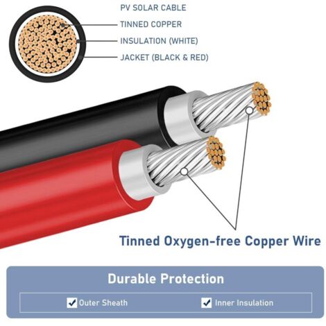 Cavo di prolunga solare SJLERST da 6 mm²/10AWG, cavo solare da 6 m/20 piedi con connettori maschio e femmina, kit di cavi per pannelli solari, cavo fotovoltaico per pannelli solari, sistemi fotovoltai