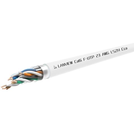 Cavo di rete Lanview Cat6 F-UTP 4x2xAWG23 LSZH bianco 500 m, classe di resistenza al fuoco: Cca, LVN122161