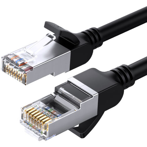 Cavo di rete patch RJ45 Ethernet Cat 6 U/UTP rotondo, 2 m - Nero