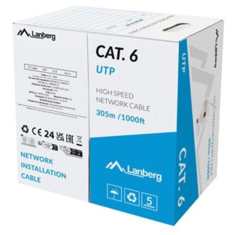 Cavo di Rete Rigido UTP Categoria 6 Lanberg LCU6-15CC-0305-S Grigio 305 m