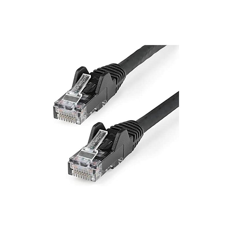 Image of Com Cavo Ethernet CAT6 da 5 m, lszh, cavo di rete 10 Gigabit 650 MHz e 100 w utp PoE Hookless, Snagless con Strain Relief, nero, cat 6, etl,