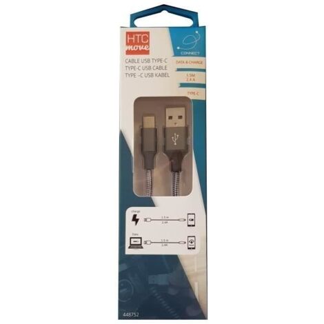 Cavo di ricarica e dati M500 con adattatore USB tipo C 2,4 A - Connettori in alluminio, cavo intrecciato rinforzato 1,5 m