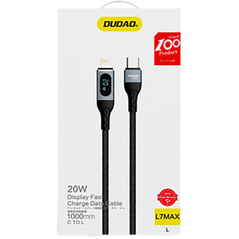 Cavo di ricarica rapida per iPhone USB-C - Lightning PD 20W 1m Nero