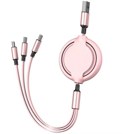 Cavo di teletrasporto, linea dati di estensione portatile multifunzionale, silicone liquido, tre in uno, linea di ricarica rapida per telefono, rosa