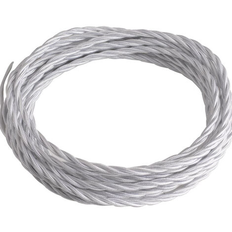 Cavo elettrico CLAY trecciato con rivestimento tessile bianco